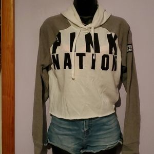 Pink Nation cropped hoodie